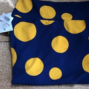 Lularoe Maize & Blue Polka Dot Cassie Skirt